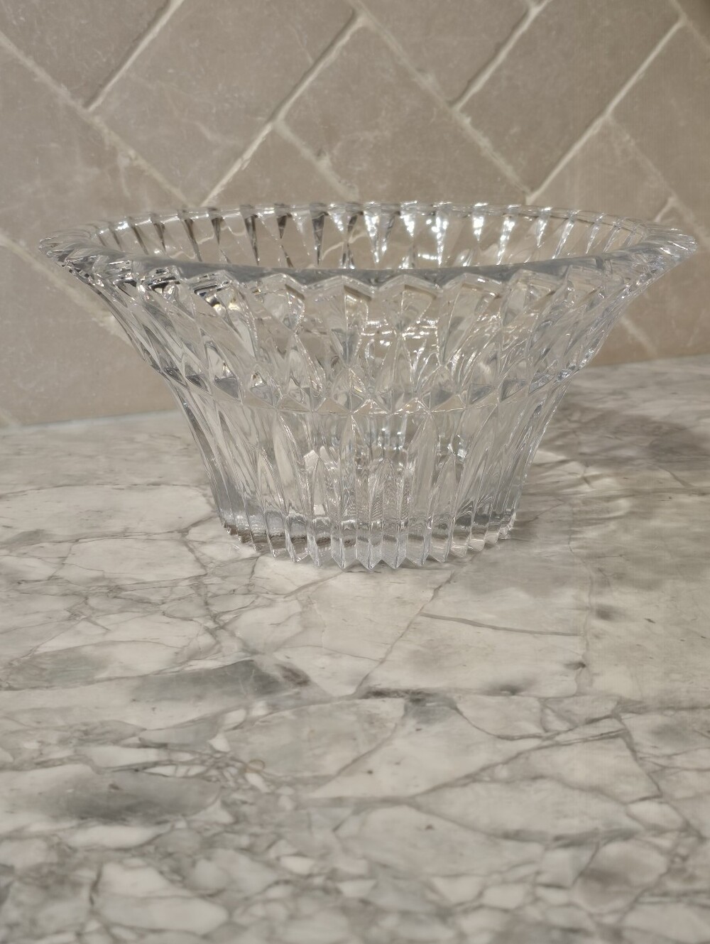 Clear Crystal 10" Hostess Centerpiece Bowl Cut Crystal Studio Nova FACETS Japan